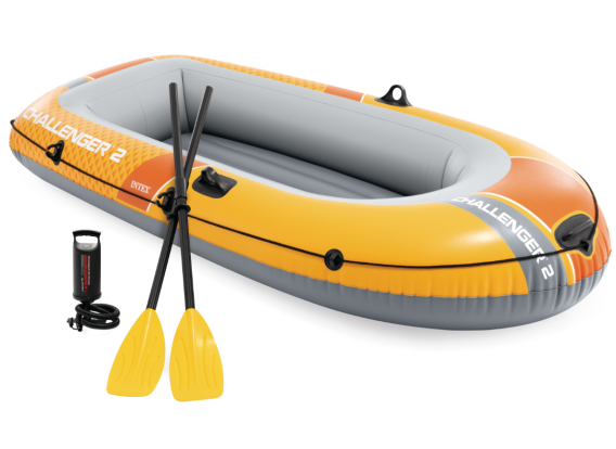 Intex Challenger 2 Set | Bateau gonflable pour deux personnes avec pagaies et pompe
