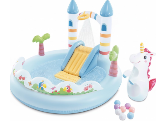 Centre de jeux pour piscine Intex Château de la licorne avec toboggan