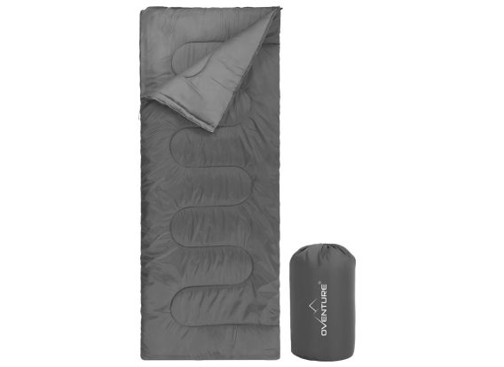 Sac de couchage Oventure SleepPlus - gris | Sac de couchage 3 saisons | Confortable jusqu'à 8 °C | Pour le camping, l'hébergement et les festivals
