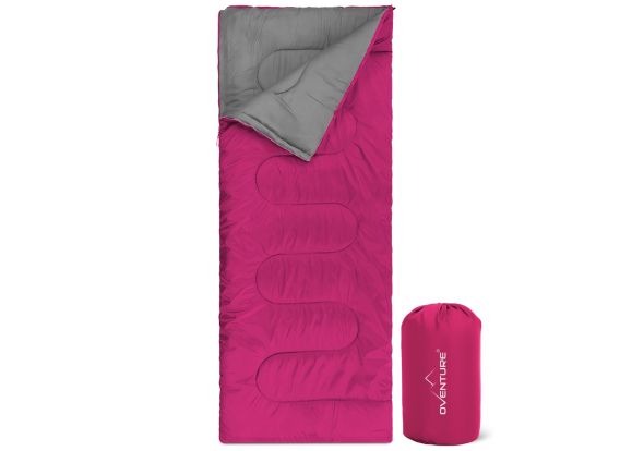 Sac de couchage Oventure SleepPlus - rose | Sac de couchage 3 saisons | Confortable jusqu'à 8 °C | Pour le camping, l'hébergement et les festivals