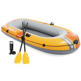 Intex Challenger 2 Set | Bateau gonflable pour deux personnes avec pagaies et pompe