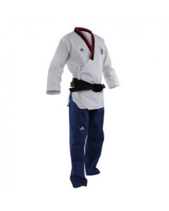Adidas Poomsae Taekwondopak Garçons Blanc/Bleu Clair 120cm