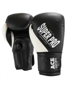 Super Pro Combat Gear ACE (kick)boxing gloves Black/White 6oz